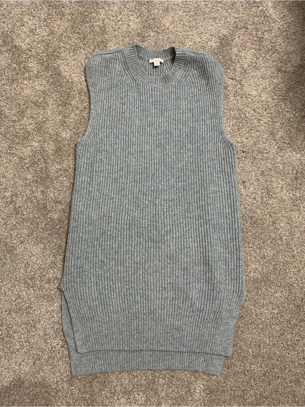Gap Sleeveless Sweater Vest Dress Tunic Heather Gray Wool Blend Small Preppy